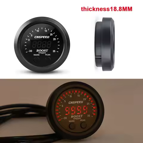52mm Digital -30in/Hg-35psi Electronic Turbo Boost Gauge Ultra-Thin High Performance Turbo Boost Met