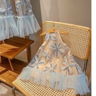 Baby girl dress, very pretty embossed floral zen 2-strap dress C42