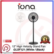 IONA 12 Inch Air Circulation Standing Fan | High Velocity Oscillating Stand Fan - GLSF121 GLSF 121 (Black / White)