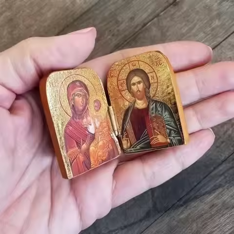 Christ the Teacher & Virgin of Kazan Icon Diptych – Catholic Orthodox Religious Travel & Home Decor