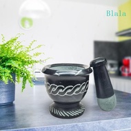 Blala Soapstone Mortar and Pestle Set Engraved Pattern Herb Jar Container for Home Bedroom Yoga Room Decoration Herb and