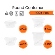 (100Pcs) RS2/RS4/RS6/RS8 Round Container 2oz/4oz/6oz/8oz Disposable PP Plastic Food Container