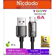 Mcdodo CA-315 6A CABLE COMPATIBLE FOR TYPE C/IPHONE 14 13 12 11 PRO MAX MINI XR XS X MAX 6 6S 7 8 PL