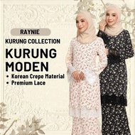 Baju Raya 2024 viral Raynie baju kurung labuh klasik terbaru 2024 Sulam Printed Floral vintage premium lace