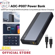 AOHI AOC-P007 Power Bank 65W Bidirectional Fast Charging 20000mAh Type-C/Lightning Airline-Safe LED 