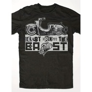 Beasts From East Retro Motorcycle T-Shirt - Schwalbe Kr50/Kr51 Scooter & Simson Moped Graphic Tee, V