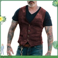Autumn Men's V-neck Brushed Leopard Vest Rock Heavy Metal Wild Vest
