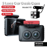 3 Camera Lens Dash cam 3-Channel Dash Cam HD 1080P Camera with Rear Camera Night Vision Driving Vide