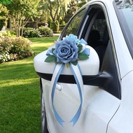 SDEER Wedding Car Decoration, Simulation Flower Retro Bow Rearview Mirror Decoration, Retro Flower D