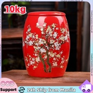 Ceramic Rice Jar Household Kitchen Rice Bucket with Lid Sealed Jar Storage Jar Moisture-Proof 10kilo