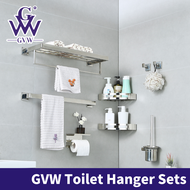 GVW 304 Stainless Steel Toilet Rack Hanger Set Bathroom Washroom Shelf Rak Tandas Hanger Gift Box