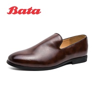 Bata รองเท้าหนังผู้ชายแบบกลม,รองเท้าส้นเตี้ยแบบสลิปออนรองเท้าลำลองฤดูร้อน