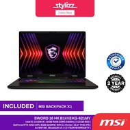 MSI SWORD 16 HX B14VEKG-621MY 16"INCH 144Hz GAMING LAPTOP - (I5-14450HX, 16GB, 512GB, RTX4050, W11H)