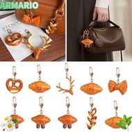 IARMARIOQR Simulated Food Keychain, PVC Alkaline Water Bread Key Ring, Cute Style Hand Croissant Mod
