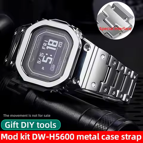 Mod Kit DWH5600 Case For Casio 3516 DW-H5600 DW-H5600MB modification metal Bezel stainless steel str