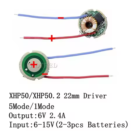 1PCS 20W XHP50 XHP50.2 6V LED Driver Board 22MM DC7V-15V Input 2400mA Output 5Mode /1Mode/3Mode For 