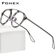FONEX Acetate Titanium กรอบแว่นตาผู้ชาย2022 Vintage Oversize Square แว่นตาผู้หญิงแว่นตาแว่นตา DTX119