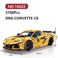 ✨DRG Corvette C8 1:8 Technic Car Assembly Model 3788 Pcs GULY Car Brick Puzzle Building Block Toy