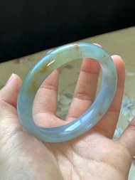 冰種翡翠天然翡翠玉鐲 A玉手鐲 玉鈪 • 冰種粉藍灑金翡翠福鐲