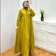 Gamis syari bahan polo linen polos busui Gamis Hanum dress