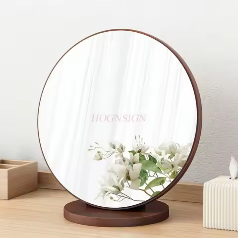 Makeup mirror desktop large round mirror dormitory bedroom portable and minimalist mirror