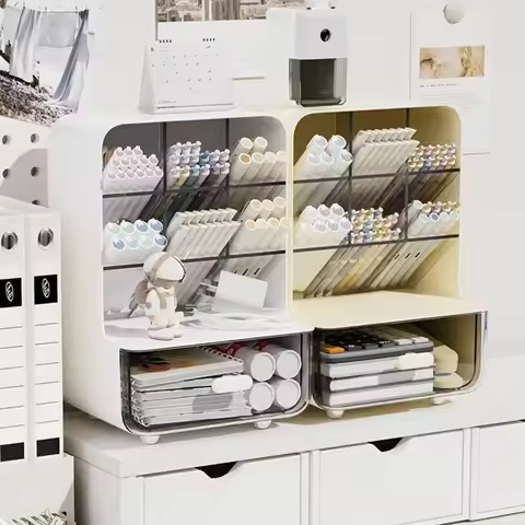 Large-capacity Oblique Pen Holder Desk Stationery Storage Box School Office Desk Sundry Storage Rack