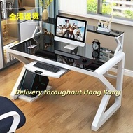 Z33018  A&1254電腦桌 書桌 玻璃辦公桌 書枱 雙層台式電腦枱 書架書桌組合 學習桌 遊戲桌 電競枱全新包送貨Computer Desk#glass table