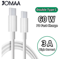 JOMAA Type C PD สายชาร์จเร็วและสายข้อมูลหัวคู่60W เหมาะสำหรับ Huawei/Mi/Samsung สายชาร์จโทรศัพท์มือถือ3A