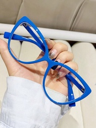 1入復古貓眼抗藍光女士眼鏡框,歐美個性時尚透明鏡片眼鏡