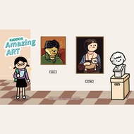 Amazing Art [ Self-Portrait with Bandaged Ear and Pipe & Lady with an Ermine ] Embroidered Sticker &