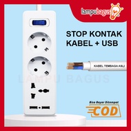 Stop Kontak Kabel 3 Lubang + USB / Stop Kontak Kabel Serbaguna