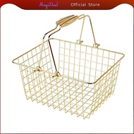 MagiDeal Shopping Basket Wire Basket Storage Basket Organizer Basket with Handle Steel Construction 
