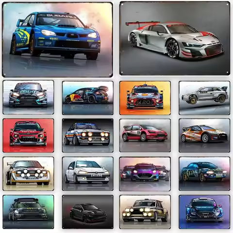 Cool Race Car Vintage Metal Poster Modern Sport Car Retro Tin Sign Auto Club Wall Art Decoration Pla
