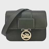 LONGCHAMP BOX-TROT系列小牛皮金屬LOGO翻蓋斜背包(小) 卡其綠