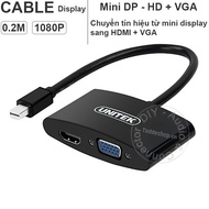 Cáp chuyển đổi Mini Displayport sang HDMI VGA 1080P Unitek Y-6328 - Thunderbolt 2 to HDMI + VGA