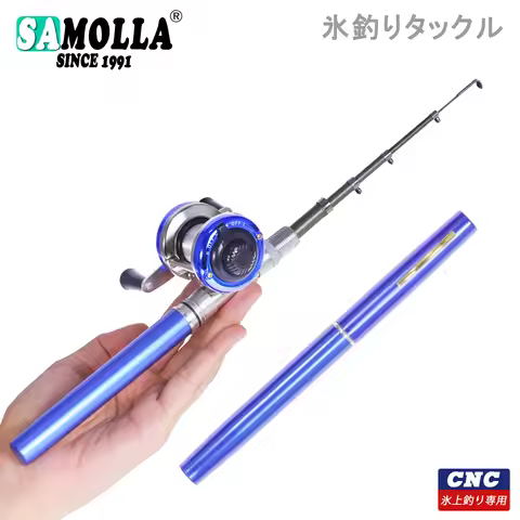 Telescopic Mini Fishing Rod And Trolling Reel Combo Set Pen Pole With Reel Wheel Shape Folded Winter