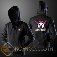 Nerf This DVa Overwatch Logo Zipper Hoodie Jacket - Roffico Cloth