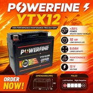 YTX12-BS POWERFINE BATTERY ER6 OLD NEW ZXR750 ZX BLADE 650 VERSYS 650 SHIVER R6 XJ600N ZRX1200 XT600