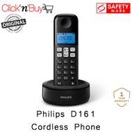 Philips D161 Cordless Phone. Handset Speakerphone. Blue Backlight. 1.6 Inch Display. Safety Mark Approved. 1 Year Warranty.