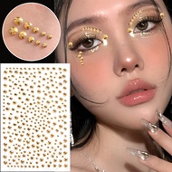 1/2pcs 3d Gold Diamond Face Sticker - Y2k Glittery Gem Jewelry Tattoo - Festival Party Makeup Suppli