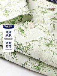 Byford Byford Hawaii Full Print Shirt Men Short Sleeve Summer Pure Cotton Seaside Beach Vacation Flo