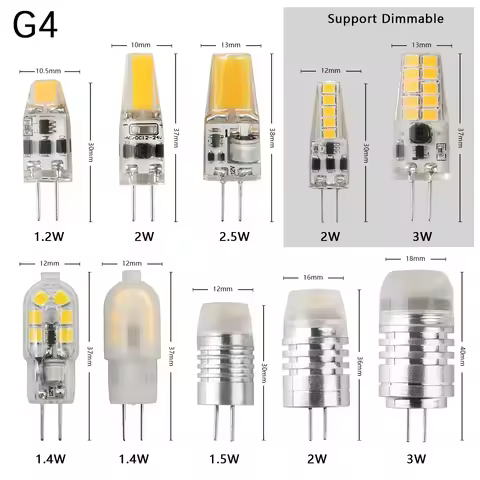 2-20PCS High Light Low Power LED G4 Bulb AC DC 12V 24V 1.2W 1.4W 1.5W 2W 3W Efficiency Strobe Free f