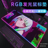 Mouse Pad Mouse Pad Edge Walker RGB Luminous Mouse Pad Game Anime Boys Cyberpunk Lucy Gaming Oversized Keyboard Pad