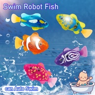 Ikan Robot Glowing Robot Fish Toy Kid Baby Bath Toy Baby Shower Toy Swimming Moving Fish Toy