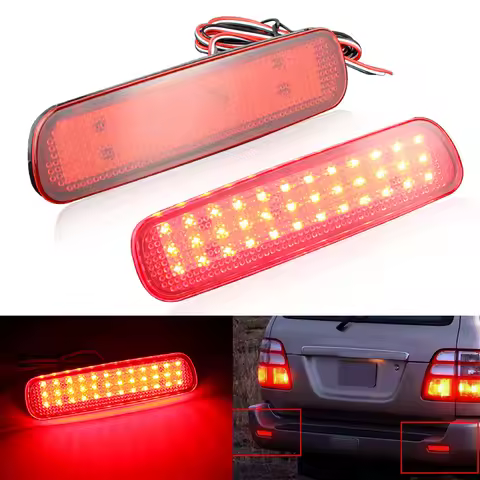 2×for Toyota Land Cruiser Cygnus LC100 Lexus LX470 - Car LED Rear Bumper Brake Lamps Reflector Tail 