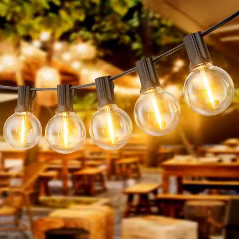 30M/15M/7M G40 LED Globe String Lights Outdoor with US Plug, Bright Plastic Waterproof Bulbs For Par