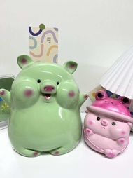 [Mua 1 tặng 1 heo mũ ếch] Heo đất lợn đất bánh bao size to 26cmx24cmx21cm đủ 5 màu - Chin decor