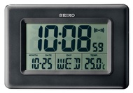 [Powermatic] Seiko QHL058K Digital Thermometer Alarm Black Quartz Desk Table / Wall Clock QHL058