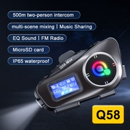 Q58MAX Helmet Bluetooth Headset – LCD Screen, MP3 Mixing, Music Sharing, FM Intercom, 2-in-1 Mic for