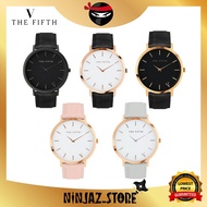 [Malaysia 6Months Warranty] The Fifth Super Thin Rose Gold Leather Simple Fashion Women Ladies Watch